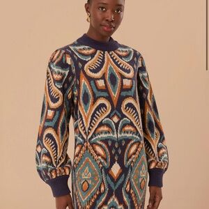 FARM Rio Vibrant Patterned Long Sleeve Dress